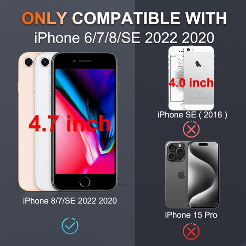 RMOCR 8/7/SE 2022 2020, 8/7/SE 2nd 3rd 4.7 inch,Mint Case for iPhone with Screen Protector,Military Grade Heavy Duty