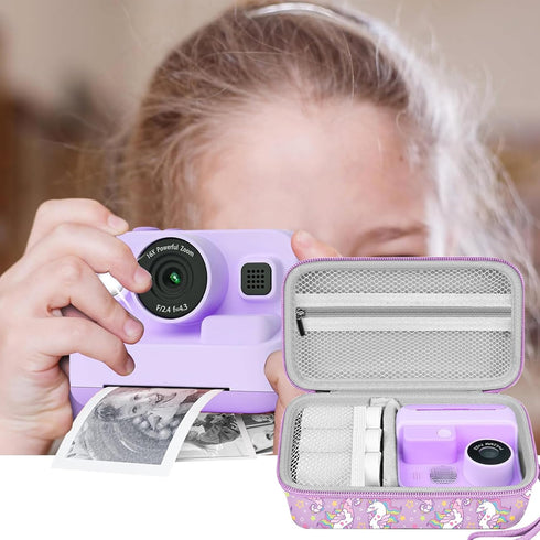 Leayjeen Kids Camera Case for Dylanto/GKTZ/HiMont/CAMCLID/ESOXOFFORE Instant Print Camera, Purple Unicorn (Case Only)