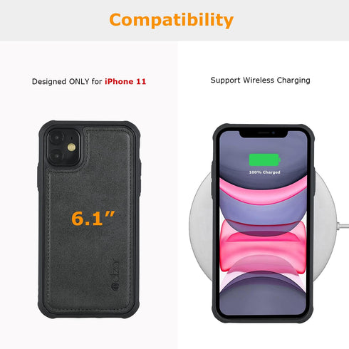 molzar MAG Series for iPhone 11 Case, Built-in Metal Plate for Magnetic Mount, Compatible with Qi Chargers