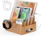 Pezin & Hulin Cell Phone Charging Stations, Bamboo Dock Organizer for Multi Devices, Tablets, Smart Watch, with Pack of