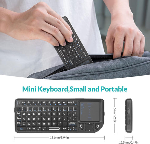 Rii Mini Keyboard with Touchpad,Bluetooth Keyboard Backlit,Handheld Wireless Keyboard for Smart TV,Android TV Box,Fire
