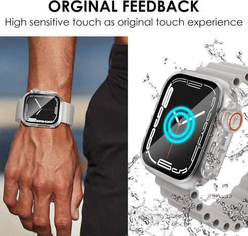 Ultra Look - Fullife 2 in 1 Compatible with Apple Watch Case Series 6 44mm, Waterproof Screen Protector, Front & Back