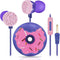 Donut Kids Earbuds, Wired Earphones & in-Ear Headphones with Microphone, Lovely Storage Case, Gifts for School, Purple