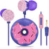 Donut Kids Earbuds, Wired Earphones & in-Ear Headphones with Microphone, Lovely Storage Case, Gifts for School, Purple