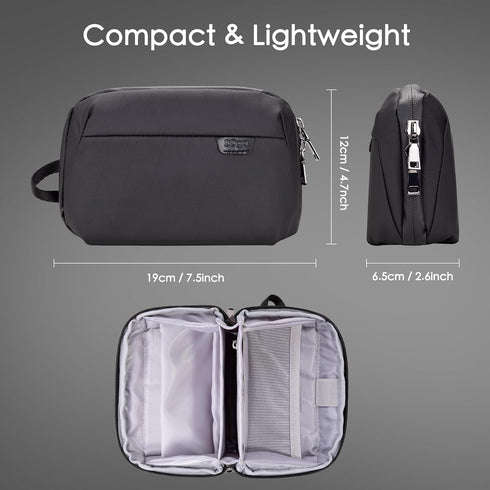 DDgro Travel Organizer Mini Pouch, Small Accessories Case for Cable/Charger & Tech Essentials (Black-Mini)