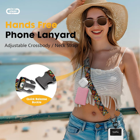 Icycay Phone Lanyard Crossbody, Boho Cell Phone Strap for Around The Neck Adjustable, Bohemian Teacher Anti Theft Cute