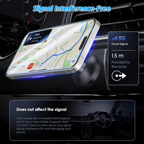 WixGear Magnetic Phone Holder for Car - Magnetic Dash Mount with 90-Degree Tilt, 360-Degree Rotation - Compatible with