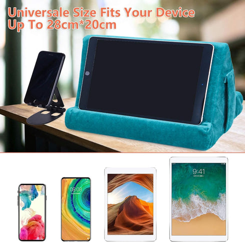 Tablet Stand Multi-Angle Lazy Holder with Soft Pad, Net Pocket & Phone Stands for Lap, Knee, Sofa, and Bed (Light Blue)