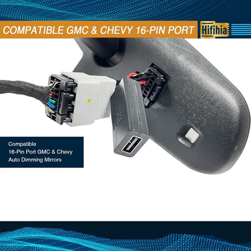 Hifihia (16-Pin 2007-2015 Dash Cam Power Adapter Type) for GMC Silverado Sierra Tahoe Yukon, Connects to Rearview
