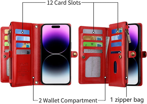 Compatibility: Flip Case for iPhone 12 Pro Max (6.7 Inch Display, Released 2020), Supports Wireless Charging, Red