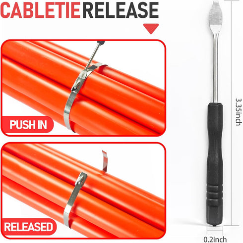 Stainless Steel Cable Tie Gun Set with 150PCS Ties, Special Tool for Fastening and Cutting Metal Cable Ties