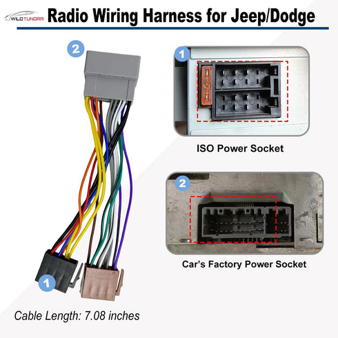 16Pin 2003-2009 2002-2010 2000-2007, 8Pin+8Pin Aftermarket Wiring Harness for Jeep Dodge Chrysler Android Car Stereo