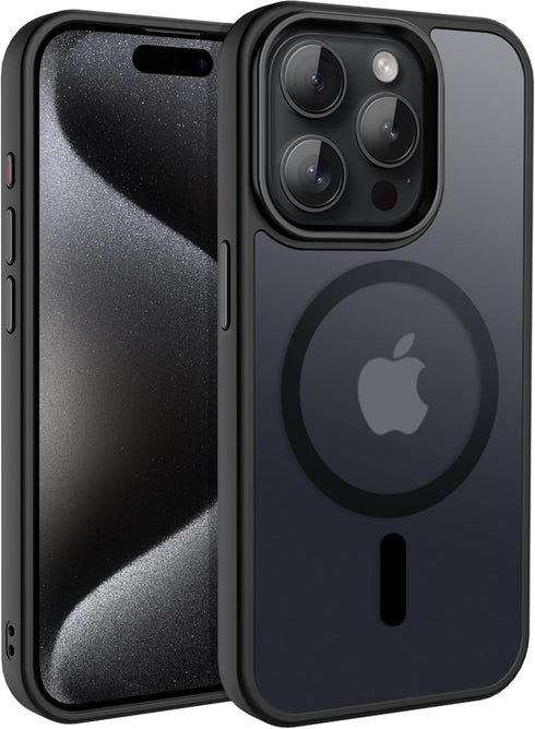 CACOE iPhone 15 Pro Max Magnetic Case 2023, 6.7", Shockproof, Anti-Fingerprint, MagSafe & Car Mount Compatible, Black.