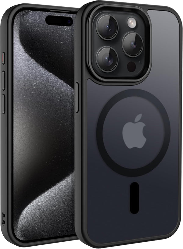 CACOE iPhone 15 Pro Max Magnetic Case 2023, 6.7", Shockproof, Anti-Fingerprint, MagSafe & Car Mount Compatible, Black.