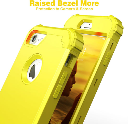 IDweel iPhone 8/7 Full Body Case, Heavy Duty Hybrid Hard PC & Soft Silicone Bumper, Yellow with Screen Protector.