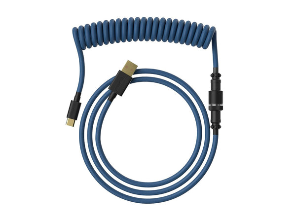 Ranked Coiled Keyboard Cable, Handcrafted Double-Sleeved Braided, USB Type C to A, 5-Pin Aviator Connector for Custom