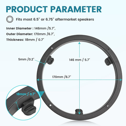 6.5" Speaker Spacer Rings with Harness for Mitsubishi Lancer/Outlander/Mirage/Eclipse Cross 2008-2021