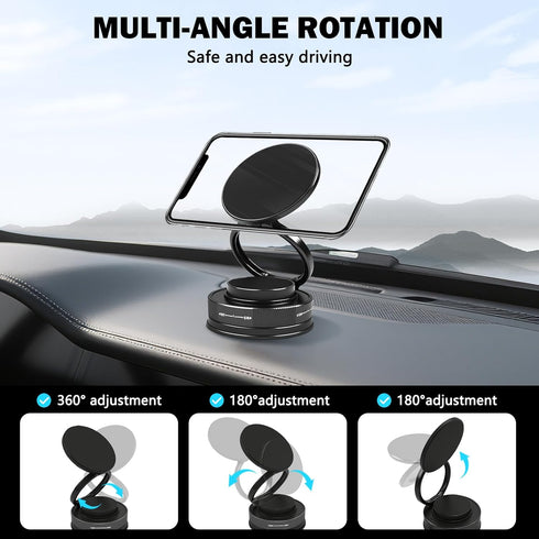 ZOOMKEY 360Adjustable 16/15/14/13/12/Android(Black) Vacuum Suction Bracket for Car Mount,Vacuum Magnetic Phone