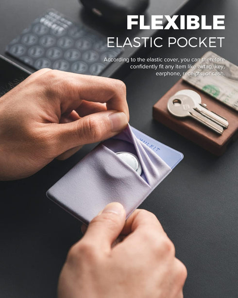 VULKIT Slim Elastic Adhesive Phone Wallet, Credit Card Sleeves Sticker for Back of Smartphone (Lilac)