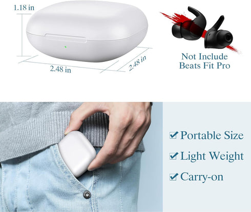 Jinstyles Wireless Charging Case for Beats Fit Pro, Portable Charger Replacement with Bluetooth Pairing Sync Button,