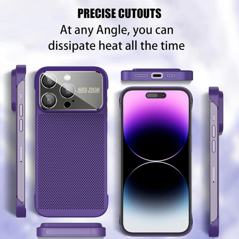 Losin Heat Dissipation Phone Case for iPhone 13 Pro, Slim Shockproof Cover, Breathable Cooling, Black, with Camera Lens
