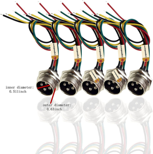 Lsgoodcare 10Pcs GX16-4pin Male Aviation Connector with 20Awg Cable & 16MM 4Din Female Plug