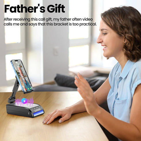 Men Female Dad Festival Gift, Cool Portable Bluetooth Speaker with Phone Stand, Great Holiday Birthday Present for Tech