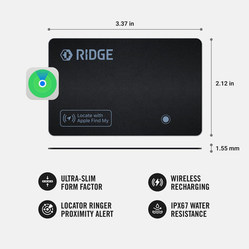 The Ridge IP68 Ridge Wallet Tracker Card - Tile Slim Tracking Card Compatile with Apple Find My, Item Locator