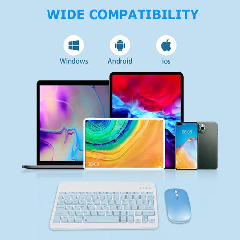 Bluetooth Wireless Keyboard and Mouse Combo, Ultra-Slim Rechargeable Ergonomic Small Keyboard Mouse for iPad iPhone