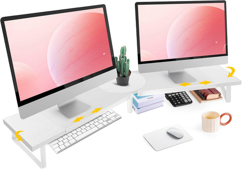 Across-Star Dual-Monitor Stand for Desk - Large Adjustable Length and Angle Riser