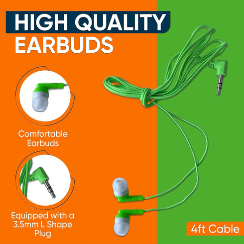 Redskypower 20 Pack 3.5mm 4ft Bulk Wired Earbuds, In Ear Headphones with Jack, Tangle Free Cable, Comfortable Fit