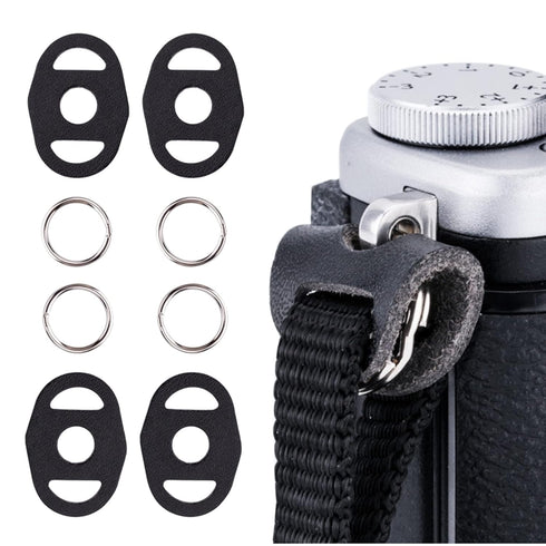 2 Pairs Camera Strap Eyelet Split O Ring & Leather Cover for Leica Q3 A6700 A6600 A6500 A6400 A6300 A6100 A6000 A7RIV