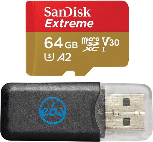 SanDisk Extreme 64GB V30 A2 microSDXC Memory Card for DJI Drones - Mini 3 Pro, Mini 3, DJI RC (SDSQXA2-064G-GN6MN)