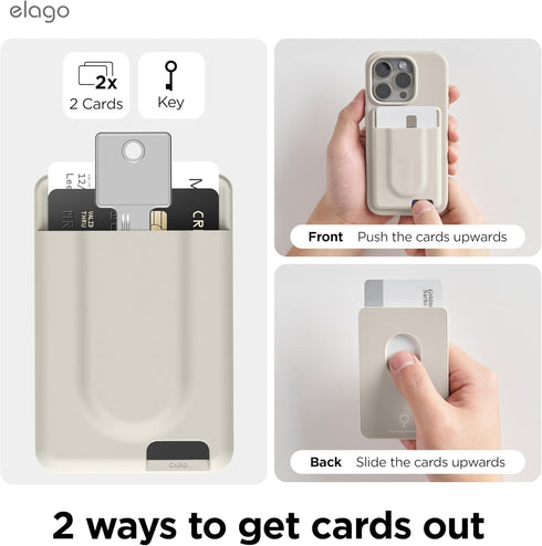 elago Key Wallet Card Holder for 2-Cards Compatible with MagSafe for iPhone 15/14/13/12 Series - Secure Phone Wallet