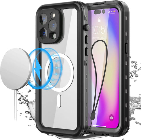 AICase Waterproof iPhone 14 Pro Case, MagSafe Compatible, Shockproof Full Body Clear with Screen Protector