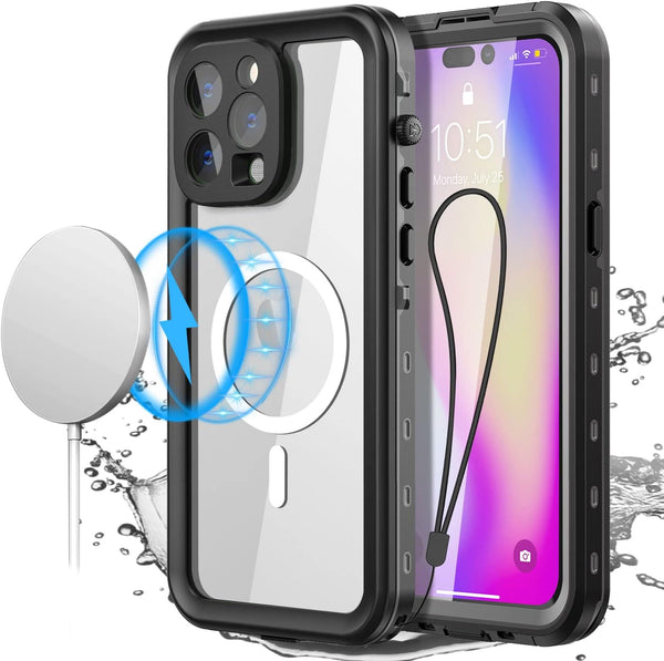 AICase Waterproof iPhone 14 Pro Case, MagSafe Compatible, Shockproof Full Body Clear with Screen Protector