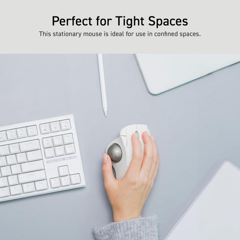ELECOM Ergonomic Comfort Design Trackball - Wireless 2.4GHz Connect, Super-Smooth Tracking, Compatible for Windows, PC,