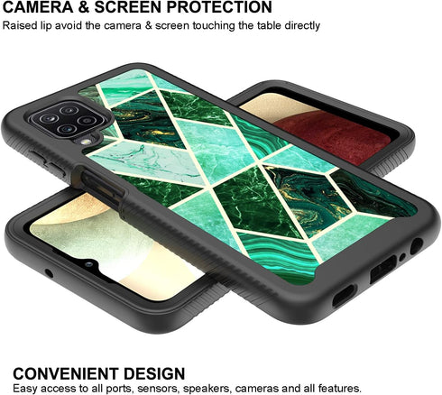 Case for Samsung Galaxy A12, Cute Shockproof Dual Layer Armor Protective Floral Bumper Phone Case Cover (6.5", 2021)