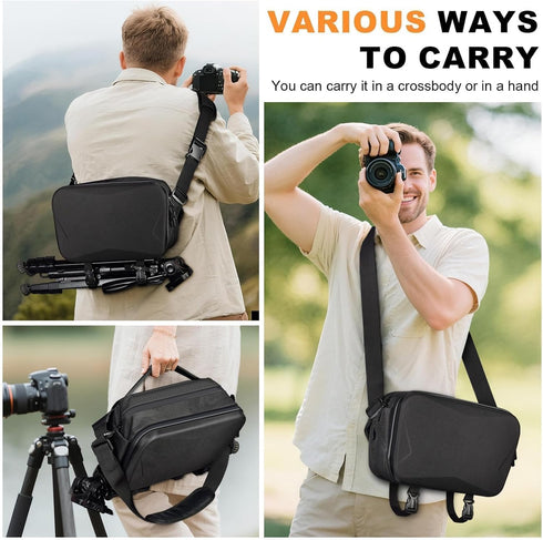 Comecase Hard Shell Camera Sling Bag for DSLR & Mirrorless/Water-Resistant Crossbody with Tripod Holder, Quick Access