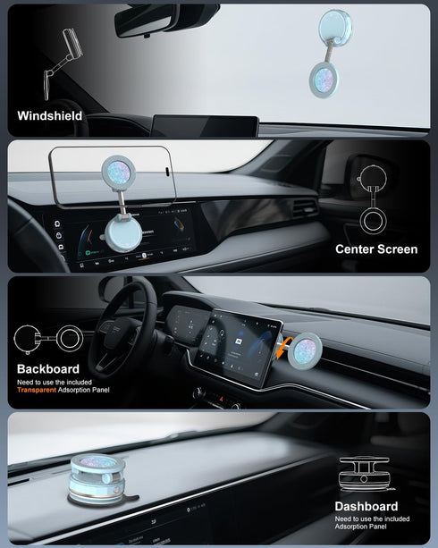 GiieeGii 2026 Gen-3 Mount,360 17/16/15/14/13/12/Android Magnetic Phone Holder for MagSafe Car Adjustable Vacuum Suction