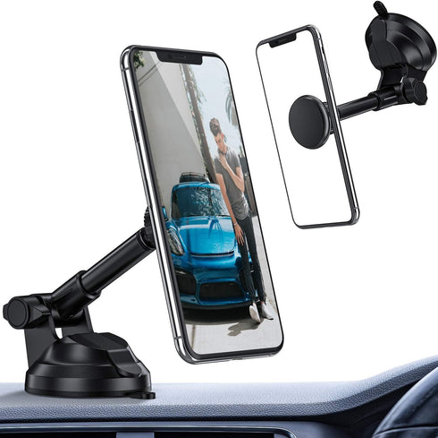 ORIbox Magnetic Phone Holder Car Mount with Adjustable Telescopic Arm, Strength Suction Cup, Compatible with All Phones