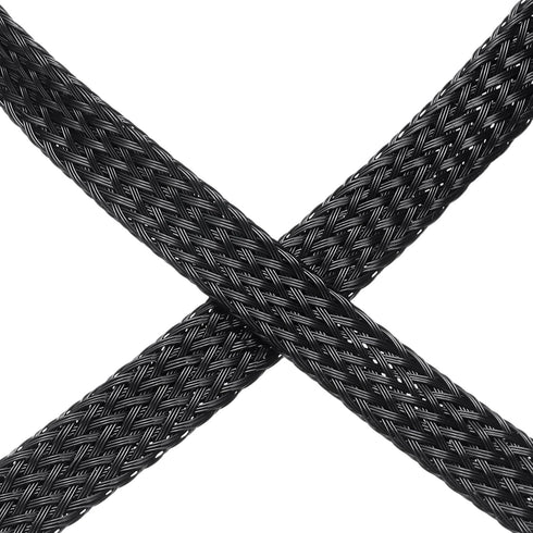uxcell 25 Ft Expandable Braided Cable Sleeve, 1/4 Inch PET Wire Management Protector for TV Computer Audio, Black