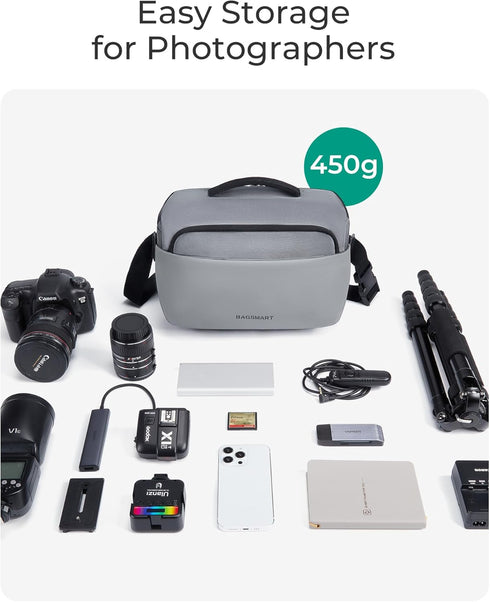 BAGSMART Camera Sling Bag, Small Camera Bags for Photographers with Tripod Holder, Waterproof DSLR/SLR/Mirrorless