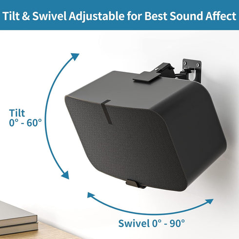 Heavy Duty Speaker Wall Mount for Sonos Five & Play 5 Gen 2 - Tilt & Swivel Adjustable Mount for Sonos 5 Wall