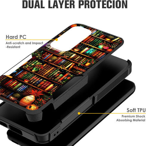 CICPLKSE S25 S25 6.2 inch 2025,Library for Galaxy Case,Dual Layer Heavy Duty Hybrid Shockproof Hard PC Soft Silicone
