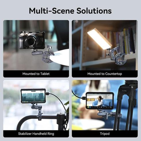 SMALLRIG Ballhead Magic Arm with Clamp and Adapter, Camera Mount Clamp for Gopro, Monitor Mount with 1/4"-20, 3/8"-16