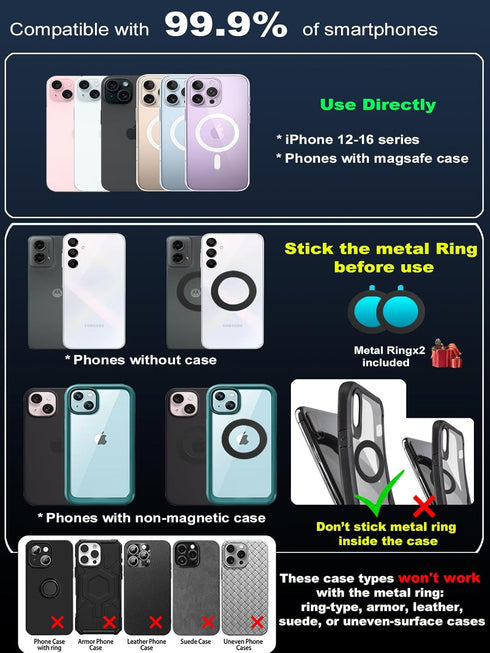 snanlen 360 108+LBS 3000gf 17/16 Upgraded Nano Gel Vacuum Magnetic Phone Holder, Heavy Duty Suction Cup Phone Mount