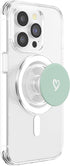 White Minimalist Green PopSockets PopGrip Heart for MagSafe