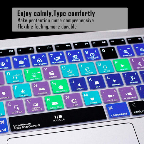 English Silicone Final Cut Pro X Shortcuts Keyboard Cover Skin for MacBook Air 13, Retina Display, Model A1932