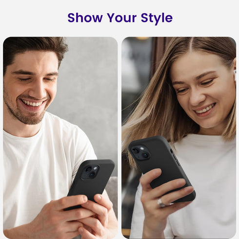 iPhone 15 Case by OTOFLY, Slim Shockproof Silicone, 6.1 inch, Black - Compatible & Stylish Protection.